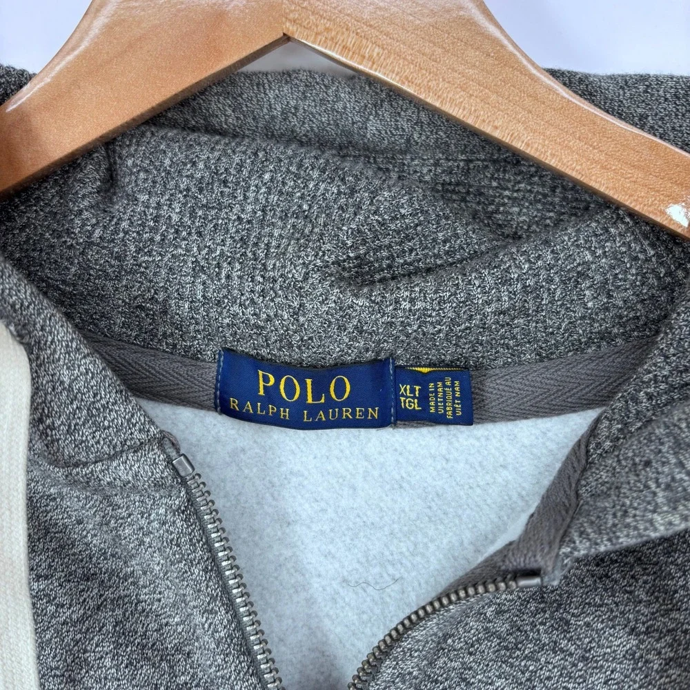 Polo Ralph Lauren Full Zip Hoodie Mens XLT Gray Fleece Heavyweight Sweatshirt